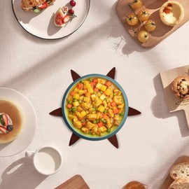 Wooden Placemats, Wooden Tree Coasters Wooden Trivets for Hot Dishes Creative Foldable Tree Coasters Stackable, Heat Resistant Wood Tree Shaped Table Mat for Hot Pots and Pans