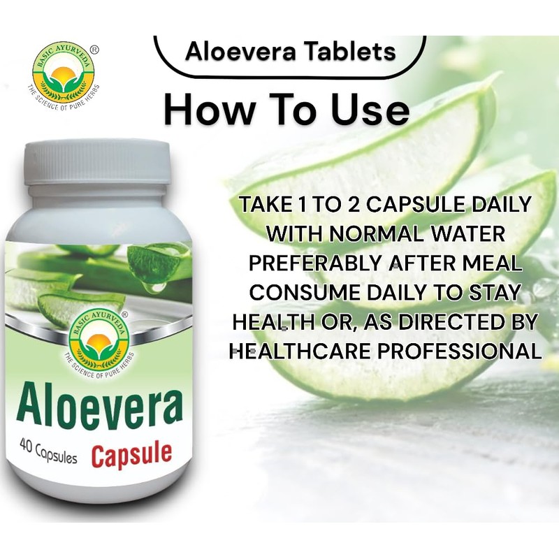 BASIC AYURVEDA Aloe Vera Capsules - 460 MG | Support