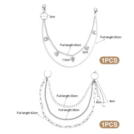 2pcs Trouser Chains Women Trouser Chains Punk Accessories Gothic Women Accessories Punk Rock Chain Belt Jeans Chain Accessories, silver