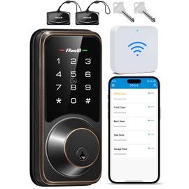 Zowill WiFi Smart Lock, Keyless Entry Door Lock with APP Control, Touchscreen Keypads, Auto Lock Smart Deadbolt for Front Door, Home, Airbnb(Included G2 Gateway)