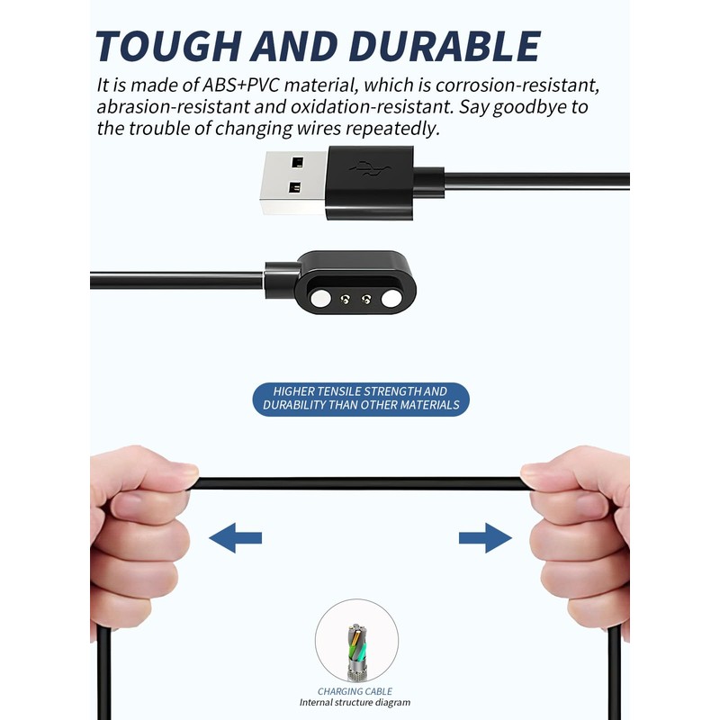 Charging Cable for Dyurwa P97 Smartwatch，2 - Pin Magnetic Charging