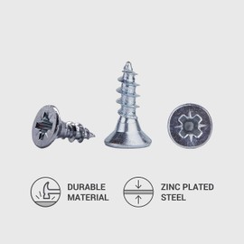 Pack of 100 Galvanised Steel 4.0 x 12 mm Wood Screws Chipboard Screws Universal Pozi Drive Screw PZ Full Thread Countersunk Head (100, 4.0 x 12 mm)