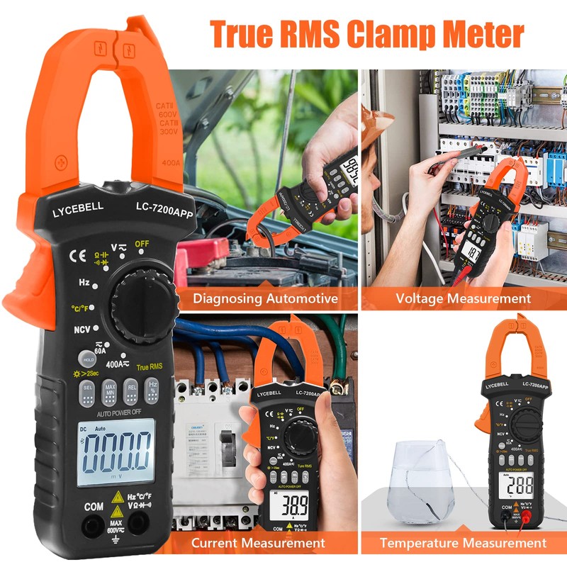 LYCEBELL Clamp Meter Digital Multimeter, LC-7200APP Multimeter Tester, TRMS 6000
