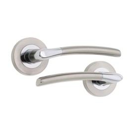 Infinity Decor Pair of Stylish Dual Tone Lever on Rose Door Handles Passage Pull Handles Set - Suitable for Both Interior and Exterior Doors