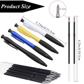 Pack of 100 Ballpoint Pen Refills, 0.7 mm Medium Tip Permanent Standard Refill for Ballpoint Pens in Two Colours (Blue, Black) with 4 Ballpoint Pens