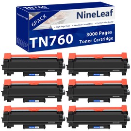 NineLeaf high Yield Compatible Toner Cartridge Replacement for Brother TN760 TN730 use for MFC-L2710DW MFC-L2750DW HL-L2350DW HL-L2370DW Laser Printer (Black,6-Pack)