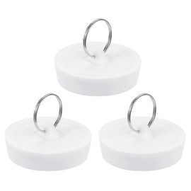 sourcing map 3 Pcs Rubber Sink Plug, Bathtub Drain Stopper Fit for 2" to -2-1/16" Drain Sink Stopper Seal with Hanging Ring for Bathroom Kitchen Laundry, White