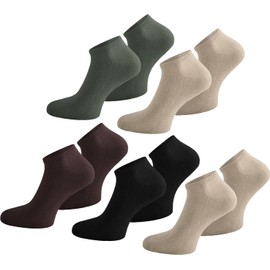 normani 10 Pairs of Trainer Socks for Men and Women in Subtle and Bright Colourful Colour Combinations, Black/Beige/Brown/Olive/Beige, Size 37/42, Black/Brown/Beige/Olive/Beige
