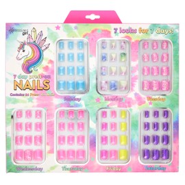 7-Day Press On Nails Set | Assorted Colors Nail Accessories for Kids