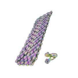 VG SPORTS 6/7/8/9/10/11 Speed Bike Chains,Half Hollow/Full Hollow Lightweight Bicycle Chains for Road Bike/MTB/BMX, Rainbow, 116 Links with Missing Link