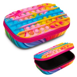 ZIPIT POP Pencil Box for Girls | Silicon Sensory Push It Case | Large Capacity Pencil Case (Rainbow)