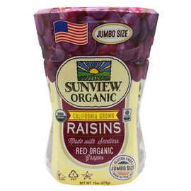 Sunview Organic Red Seedless Raisins 3-15 oz. Canisters