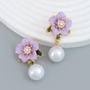 Xerling Blossom Flower Stud Earrings Faux Pearl Dangle Drop Earrings