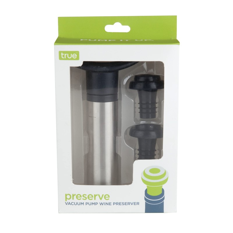 True Preserve Wine Savers Vacuum Pump with Two Wine Stoppers,