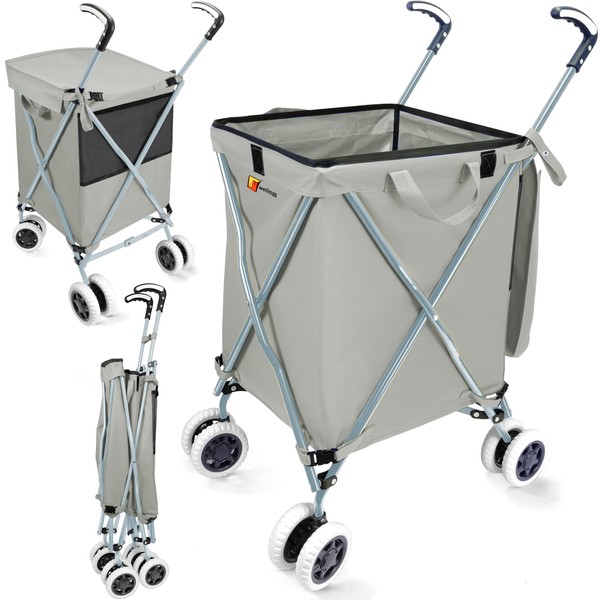 Wellmax WM99100 Series Folding Shopping Cart with Wheels, Grocery Cart