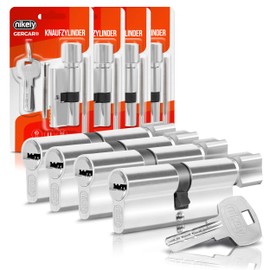 GERCAR Knob Cylinder 30/30 Lock Cylinder Set of 4 Keyed Alike Cylinder Lock Door Lock with 10 Keys Length 60 mm A:30 B:30 Set of 4