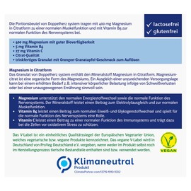 Doppelherz System Magnesium 400 Citrate - Magnesium as a Contribution to the Normal Function of Muscles and Nervous System - 40 Portion Bags
