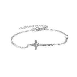 SHEAISRS Cross Bracelet 925 Sterling Silver Tree of Life Cross Bracelet Jewelry Womens Gift Girls