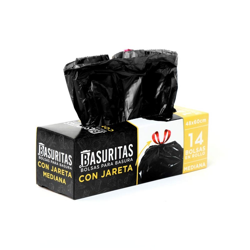 Basuritas | 70 Bolsas de Basura Medianas con cinta de