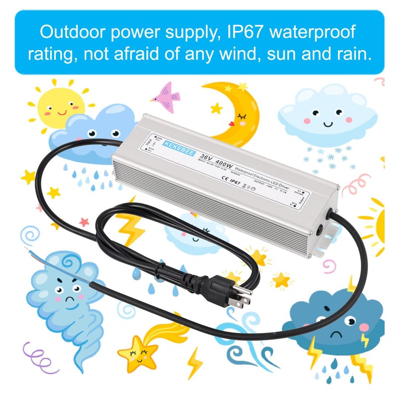 KEKEBEE LED Driver 36V400W Waterproof Power Supply 110V/130V AC to