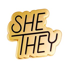 Dissent Pins ‘She/They’ Enamel Pronoun Pin - Make Your Pronouns Easily Known - Backpack Button Pin, Lapel Pin for Casual Wear, Pride Festival, or Social Occasions