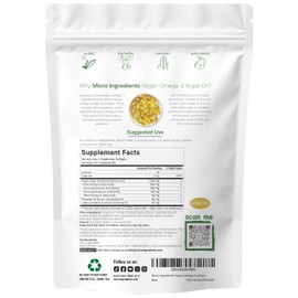 Micro Ingredients Vegan Omega 3 Algae Oil, 240 Veggie Softgels | Fish Oil Alternative | DHA 500mg & DPA 100mg | Carrageenan Free | Plant-Based Omega 3 with Flaxseed & ALA | Lemon Flavored