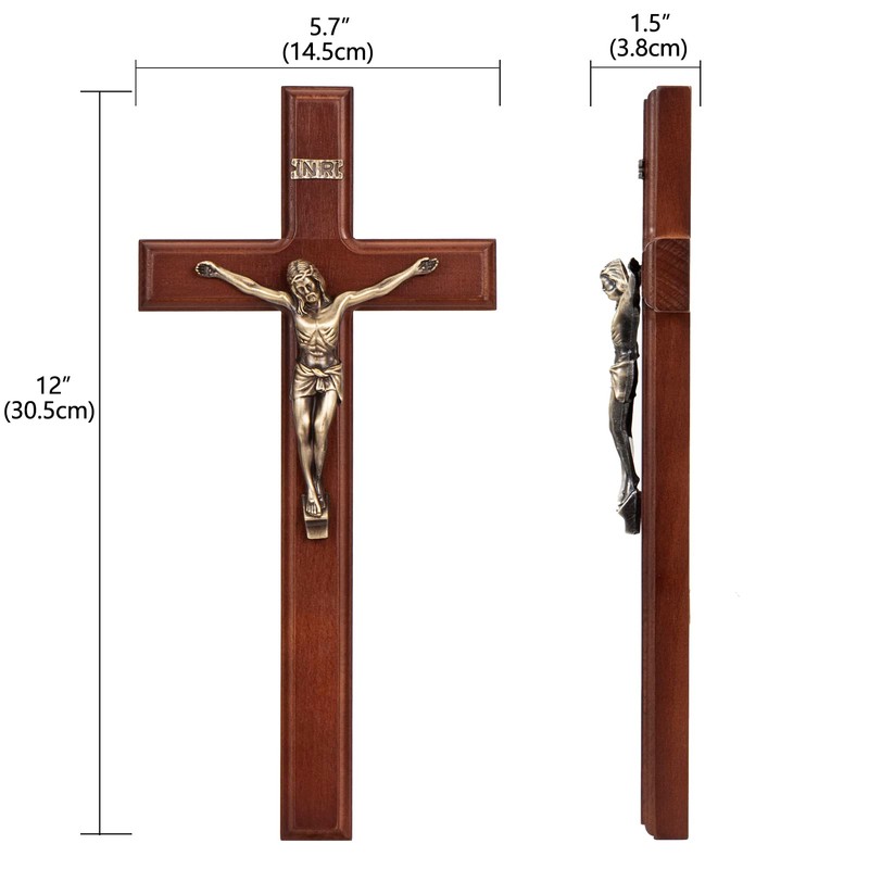 ARCHOBAN Crucifix Wall Cross Catholic, 12 Inch Wooden Cross with