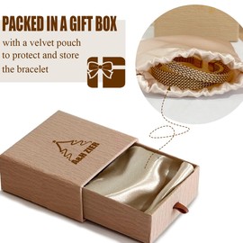 A&H Zier Stack 7+15mm Braided Bangle Set for Women |Knotted Adjustable Cuff Bracelets, Hypoallergenic 18K Gold Plated Stainless Steel,Gift Ready (1, 7mm braided mesh gold bangle)