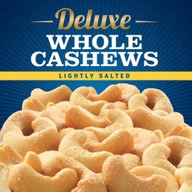 PLANTERS Deluxe Lightly Salted Whole Cashews, 18.25 oz. Resealable Container - Lightly Salted Cashews & Lightly Salted Nuts - Snacks for Adults & Kids - Vegan Snacks, Kosher