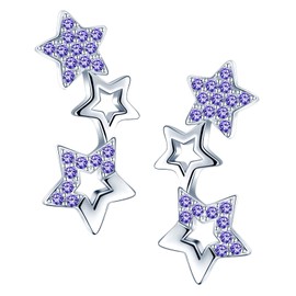 MICGIGI Women's 925 Sterling Silver Stud Earrings Three Stars Cubic Zirconia Earrings