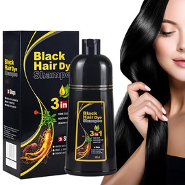 Black Hair Dye Shampoo for Gray Hair, Semi-Permanent Hair Color Shampoo for Women and Men, Herbal Ingredients and Ammonia Free, 3 in 1-100% Grey Coverage(17.6 Fl oz) (Black)