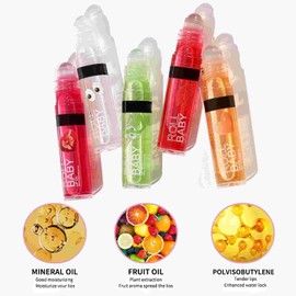 Lip Oil Set of 5 Tinted Lip Oil Lip Gloss Fruity Moisturising Lip Oil Replenishing Lip Care Lip Balm and Tint for Dry Lips