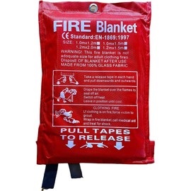 1M x 1M Fire Blanket (2 Pack) - Kitemarked Fiberglass Emergency Fire Suppression Blanket for Kitchen, Home, Office, Caravan - Fire Retardant, Easy Storage - SEVEN4-UK
