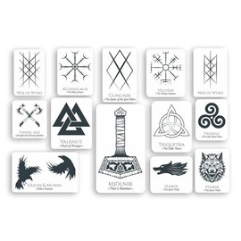 1 x A4 Viking Symbols Vinyl Stickers - Magic Runes Pagan Norse Crow Wolf Spiritual Thor Sticker #70829