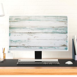 Baocicco Waterproof Monitor Dust Covers 22,23,24,25 Inch Anti-Static LCD-Silky HD Panel Dust Protective Sleeve Compatible with iMac 24 Inch,22-25 PC,Desktop and TV,Vintage Gray Wooden Board