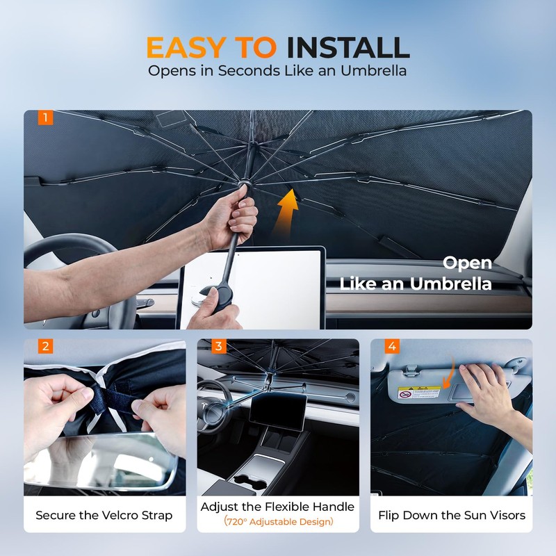 [2026 Upgraded] DooGooCoo Windshield Sun Shade Umbrella for Toyota Rav4