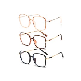 KAEOISFU 3 STÜCKE Großer Quadratische Lesebrillen für Männer und Frauen, Blaulicht-blockierende Computer-Lesebrille, Ultraleicht Damen Computer-Brille Gegen Augenermüdung