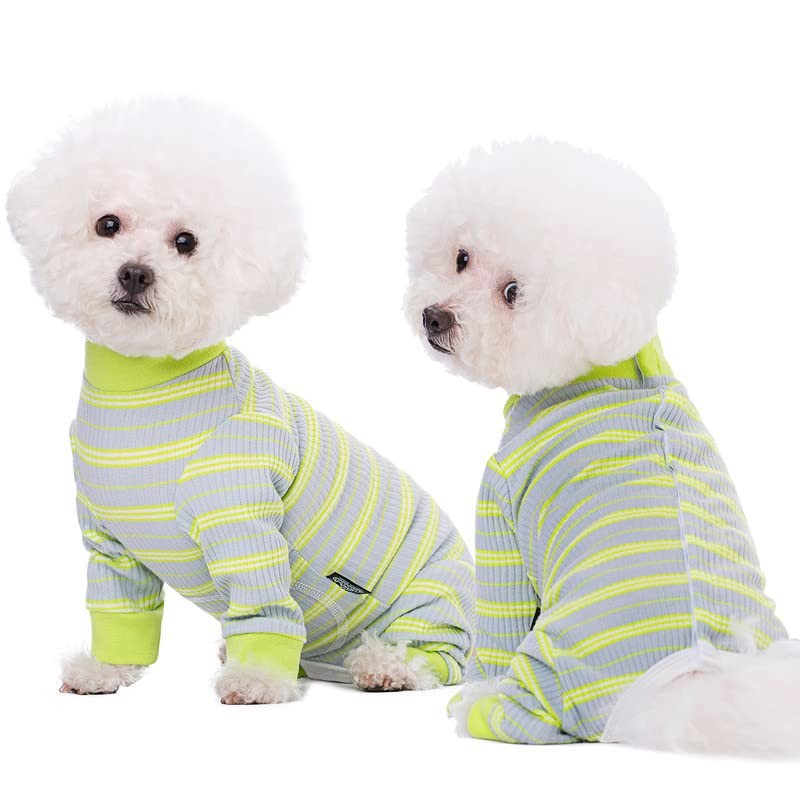 AITOLI Dog Striped Recovery Suit, Puppy After Surgery Onesie for