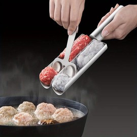 Easy to remove non-stick meatball maker set - manual meatball scoop for making fish balls easily - ideal kitchen tool for home cooking meatball maker - Color: 1Slot Meatball Maker