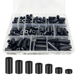 Round Spacers, Pack of 250 Plastic Spacers, ABS Spacer Sleeves Washers for Screws with Storage Box, DIY Accessories, ID 6.2 mm OD 11 mm for Screws M6