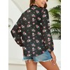 Famulily Womens Chiffon Cardigan Deep V Neck Floral Prints Tie