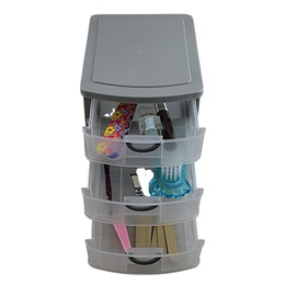 3 Drawer Mini Plastic Organizer Valet Makeup HBA Cosmetics Arts & Crafts Desktop Stationery Multi Purpose 7.5" x 6" x 6.5" (Gray)