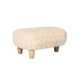 Adeco 17.72" Faux Fur Ottoman for Footrest, Modern Rectangle Fluffy and Furry Small Footstool, Step Stool Extra Seating with Non-Skid Wood Legs for Living Room, Couch, Entryway, Beige