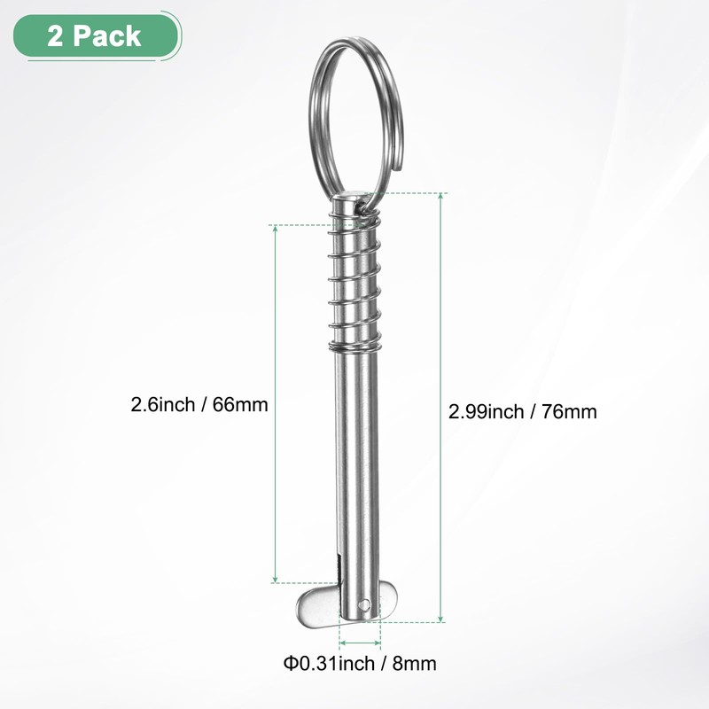 M METERXITY 2-Pack Quick Release Pins, 316 Stainless Steel 8mm