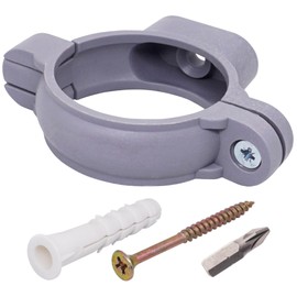 SKIR'CO Pack of 10 Grey Plastic Clamps for 50 mm Pipes, Plastic Support for Pipes, Pipe Holders, Pipe Clamps