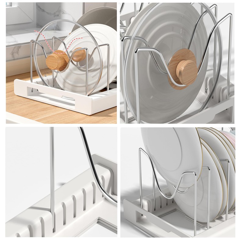 JMBTLUS Expandable Pot and Pan Organizer Rack with 7 Stainless