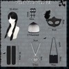 YuhoWon Wednesday Gothic Cosplay Accessory Set with Wig, Mask, Necklace,
