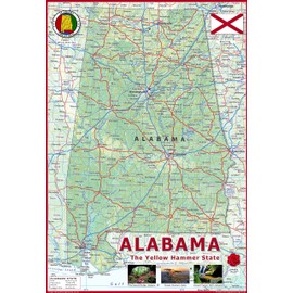 Alabama Physical Map - 16.9 x 24.4 inches - Paper Laminated