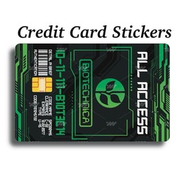 Arasaka Cyberpunk Themed 2077 Style Credit Card Skin with QR Code and Property Label Design:_Biotechnica