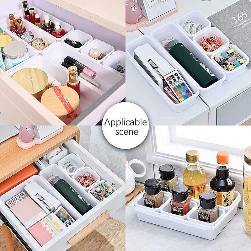 Pack of 8 Drawer Organiser, Organiser Storage Box, Plastic Drawer